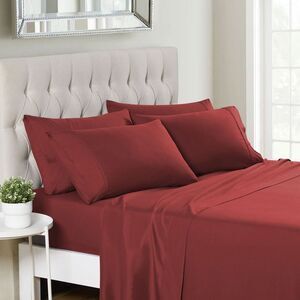 Sweet Home Collections - Split King 7-Piece Sheet Set (Includes 2 Fitted Sh Red